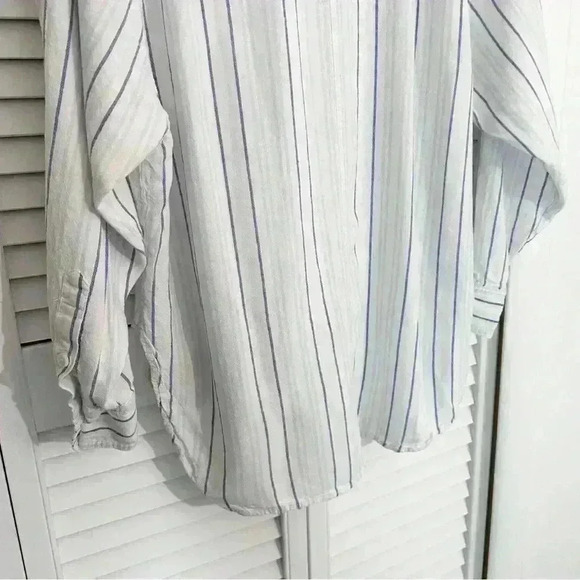 Aritzia Wilfred Free Linen Boyfriend Shirt | White Striped | SZ S - Picture 7 of 8